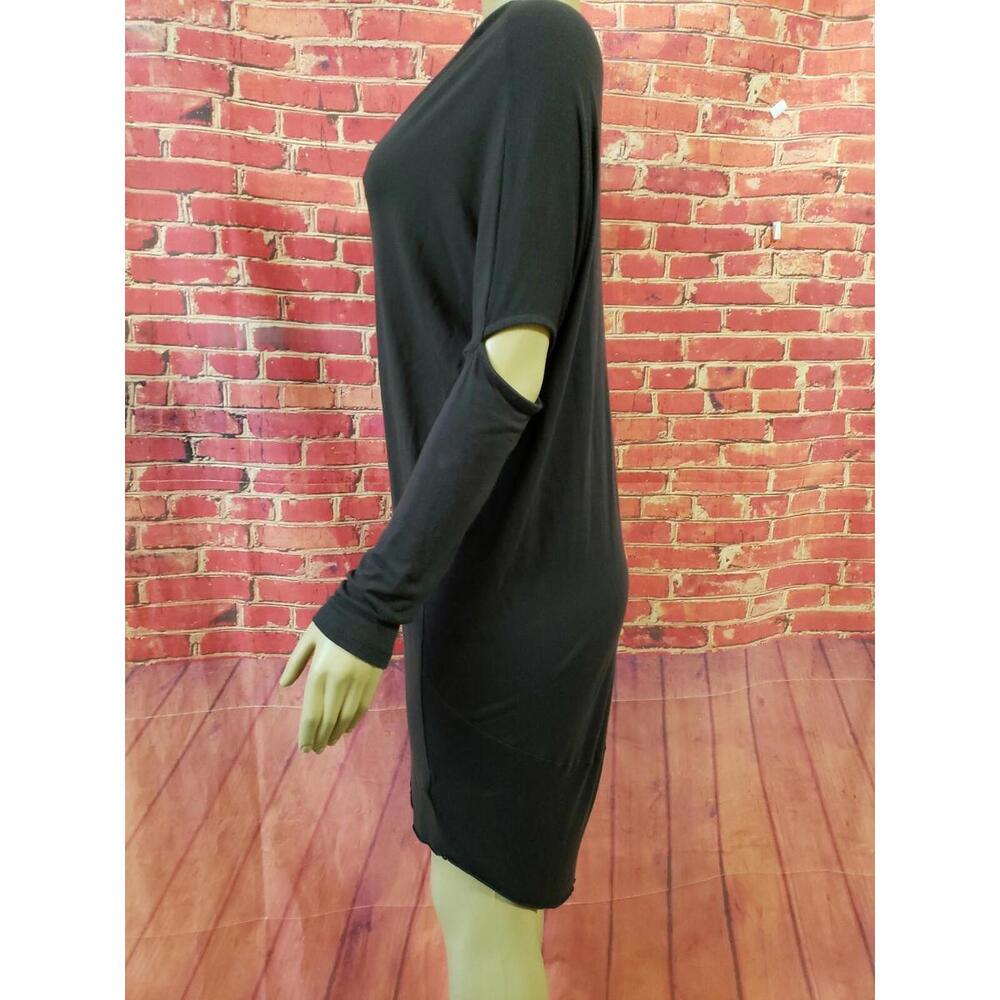 AllSaints HALE Long Sleeve washed black Women Shirt Dress cutouts elbows. Size M - Picture 6 of 10
